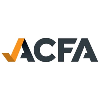 ACFA logo with orange checkmark and dark blue letters