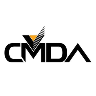 CMDA logo with black text and an orange and black checkmark symbol above the letters