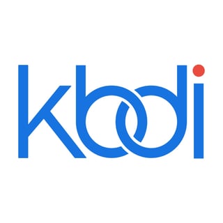 Kbool company logo featuring blue text with overlapping circular design and red dot accent